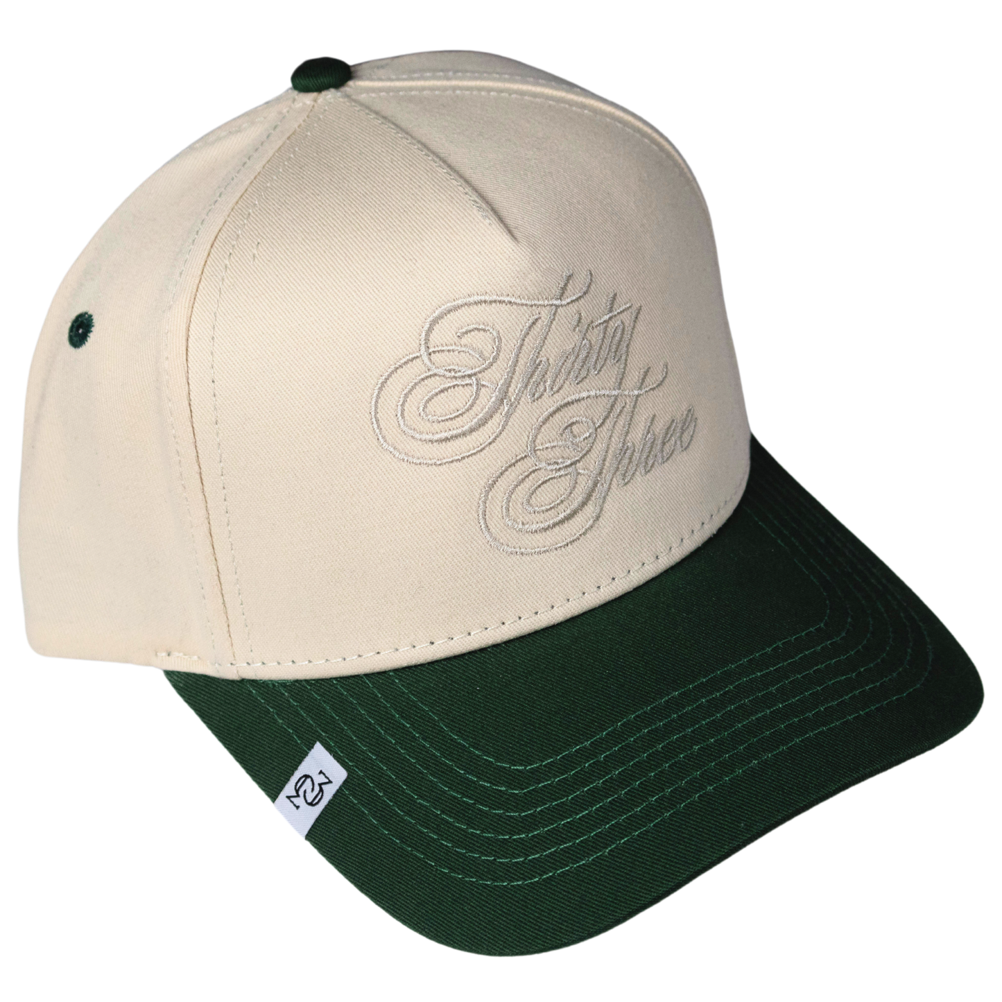 THE THIRTY THREE SCRIPT HAT (CREAM & GREEN)