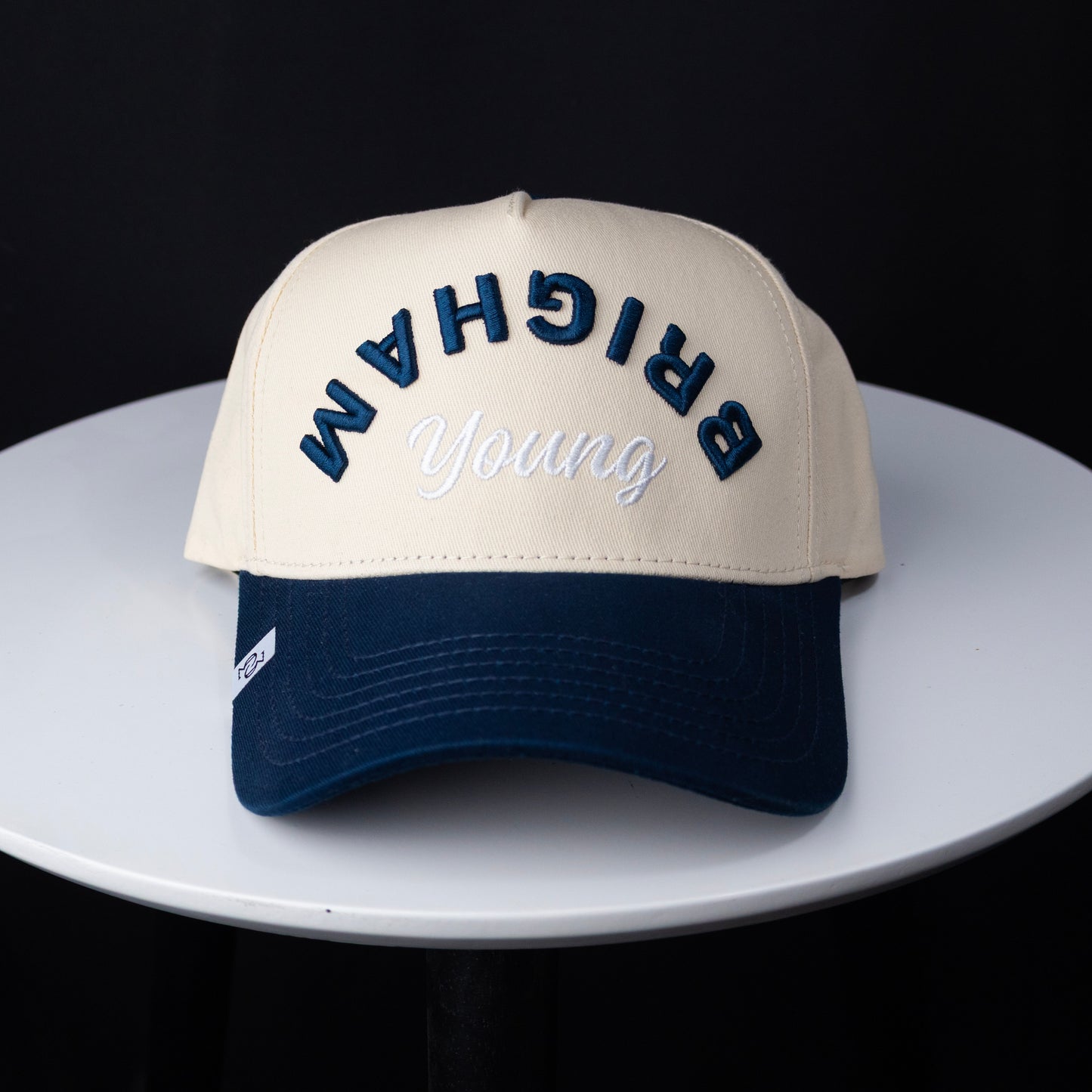 THE FLIPPED BRIGHAM HAT (CREAM & NAVY)