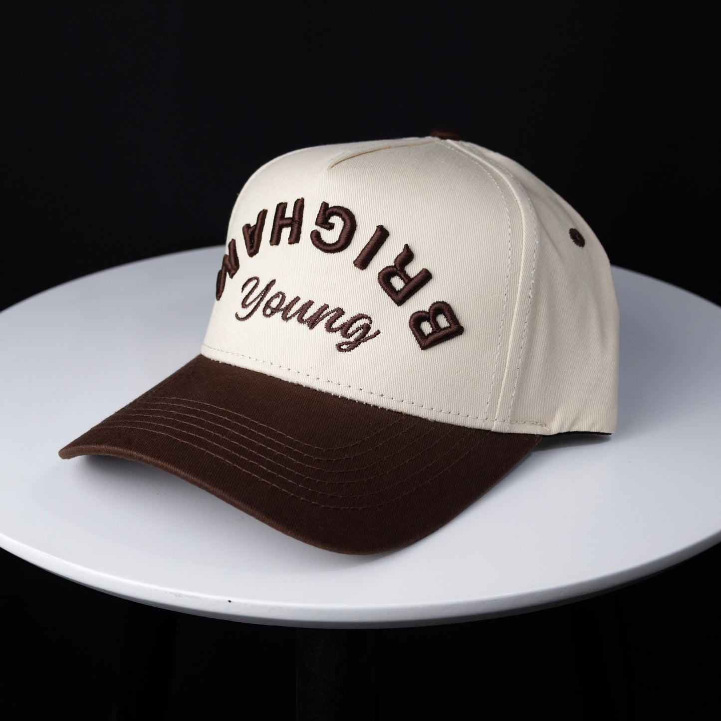 THE FLIPPED BRIGHAM HAT (CREAM & BROWN)