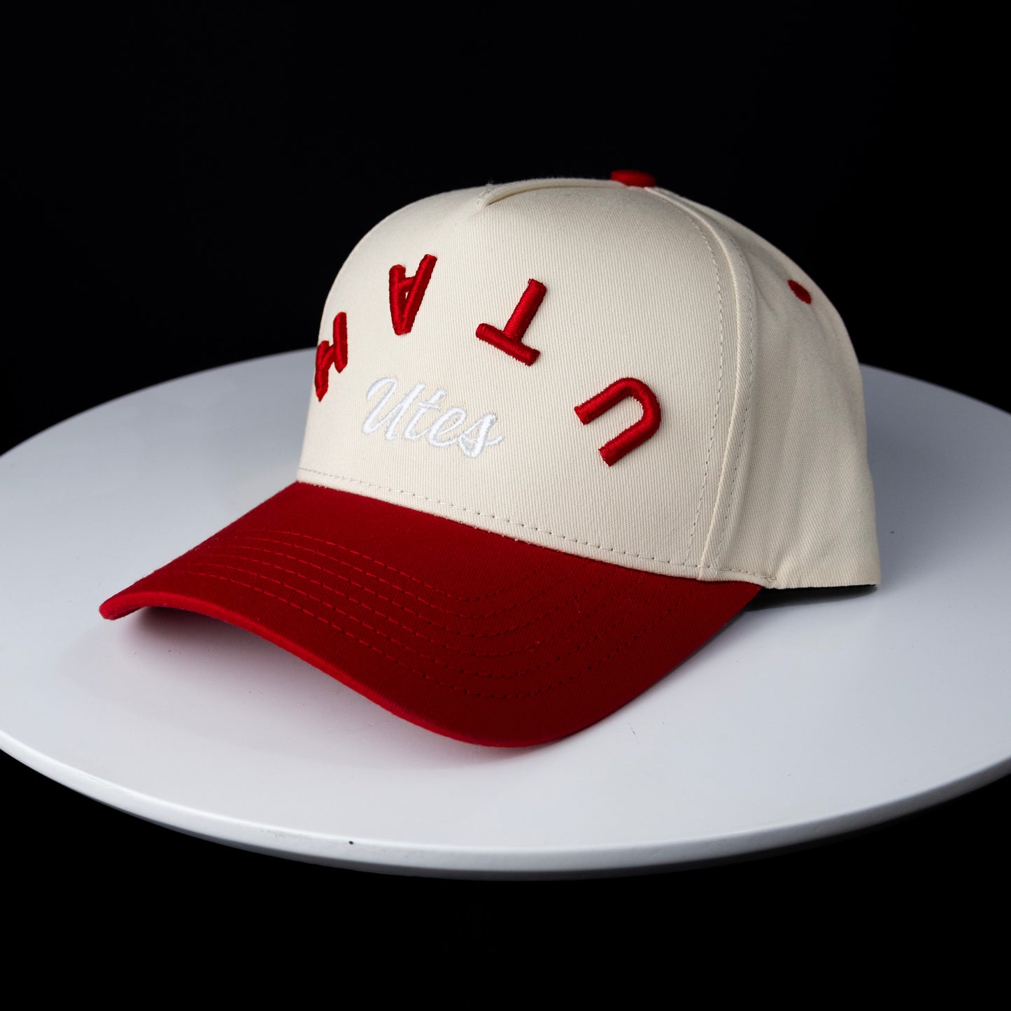 THE FLIPPED UTAH HAT (CREAM & RED)