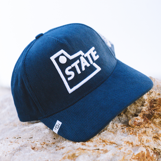 NEW - UTAH STATE OUTLINE NAVY CORDUROY HAT