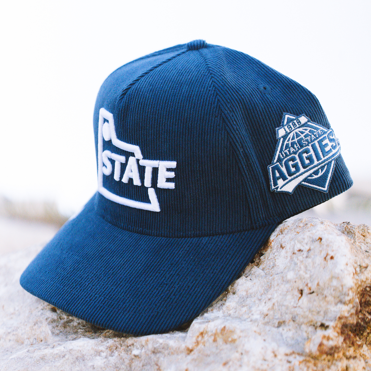 NEW - UTAH STATE OUTLINE NAVY CORDUROY HAT